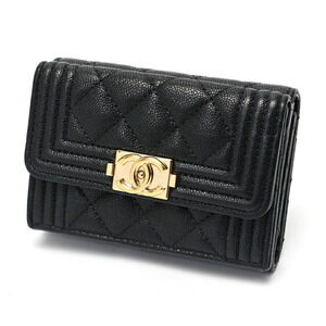 CHANEL Authentic Black Caviar Leather Wallet